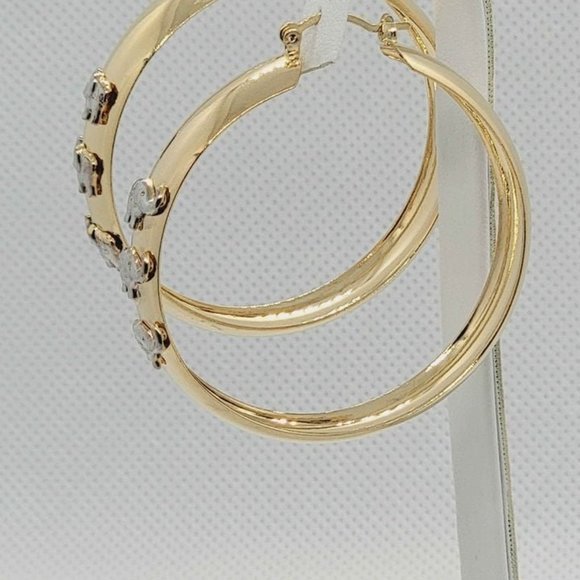 Brand New Brazilian 18k Gold Filled 3 Elephants Hoop Earrings - Picture 2 of 5